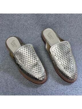 Franco Sarto Aimee Gold Loafer 9 Mules Metallic Perforated Eyelet Slip On Flats